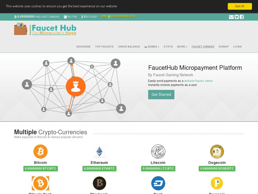 FaucetHub - заработок криптовалюты: браузерный майнинг, краны, игры