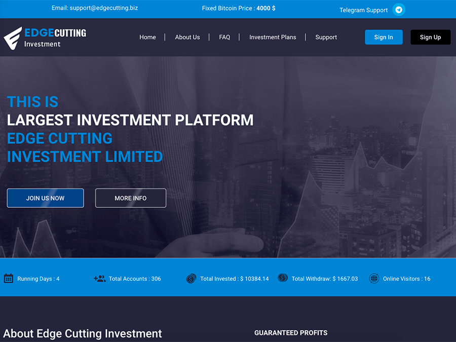 Edge Cutting Investment LTD - зарубежный средник с доходом от +2% в день