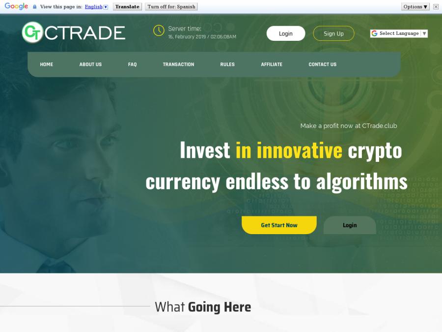 CTrade Club - почасовые и каждодневные планы от 0.17% в час и выше, $10