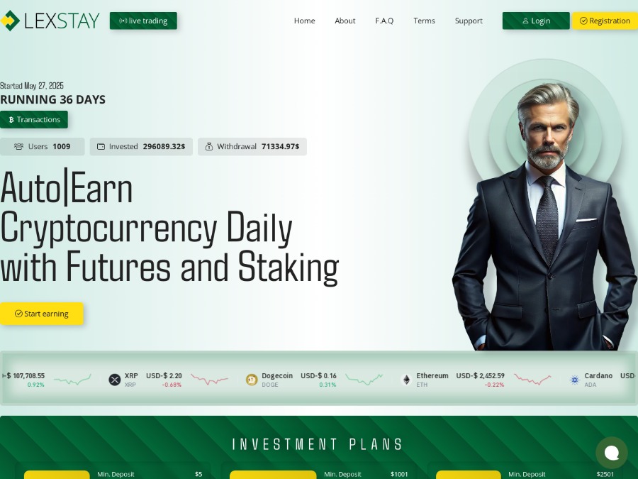 LexStay - вклады под 2% на 10 дней, большой выбор валют, участие от 10$