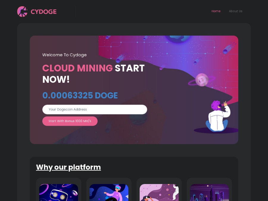 CYDOGE - псевдомайнинг 7% - 9% в день и бонус 1000 MH/s, + СТРАХОВКА