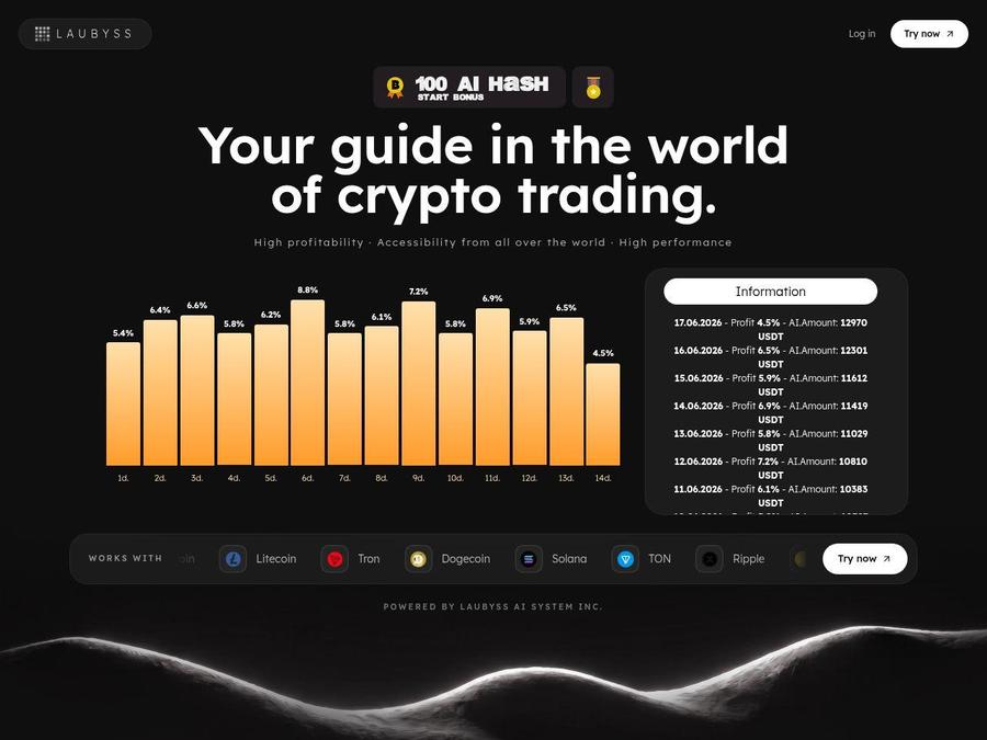 Laubyss - Tron TRX майнинг с доходом по дням: 4.5% - 8.8% + СТРАХОВКА